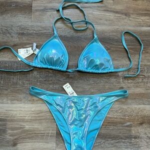 Aerie Iridescent Blue Swimwear NWT
